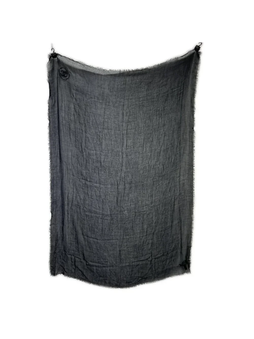 Chanel Christmas CC Logo Embroidered Cashmere Blend Shawl Scarf